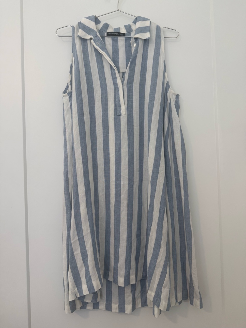 Pietro Brunelli Blue and White Striped Sleeveless Sundress